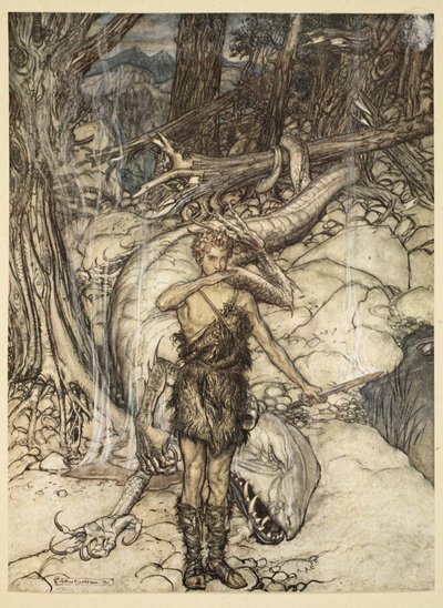 "الدم الساخن يحترق مثل النار!" ، توضيح من "Siegfried و Twilight of the Gods" ، 1924 بواسطة آرثر راكهام